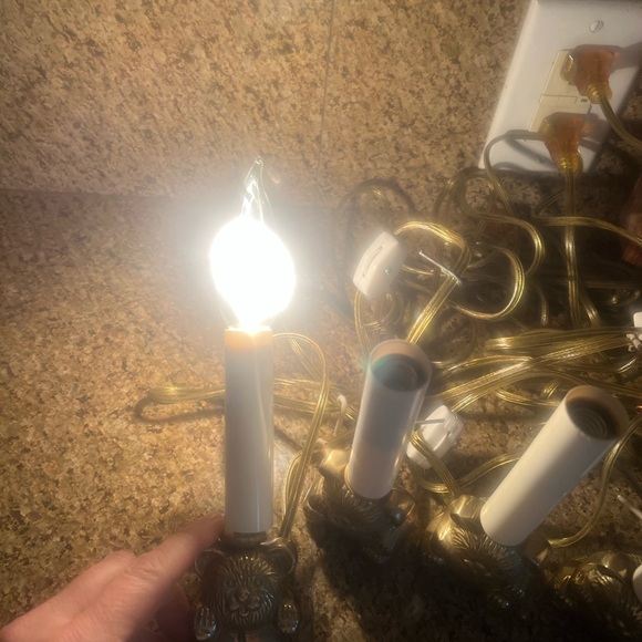 Vintage Brass Teddy Bear Christmas Light Set - Picture 3 of 5